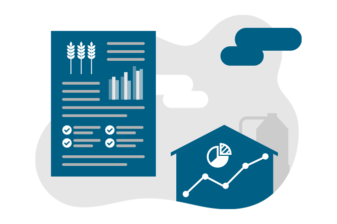 An illustration showing a page info graphic, a barn, and other elements An illustration showing a page info graphic, a barn, and other elements