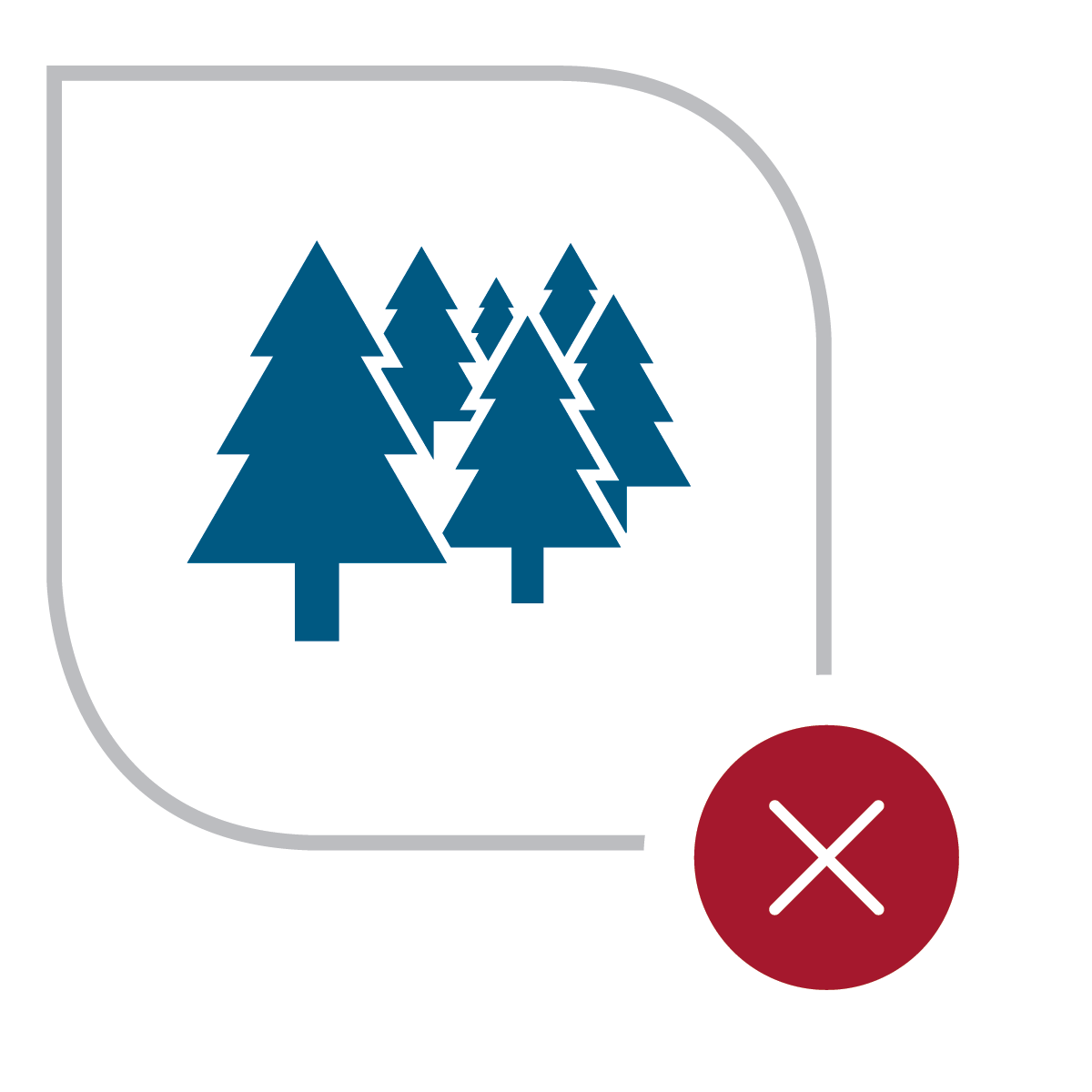 An icon of a forest, with a red X in the bottom right corner